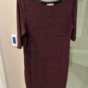 Sandra Darren Burgundy Short Sleeve Dress